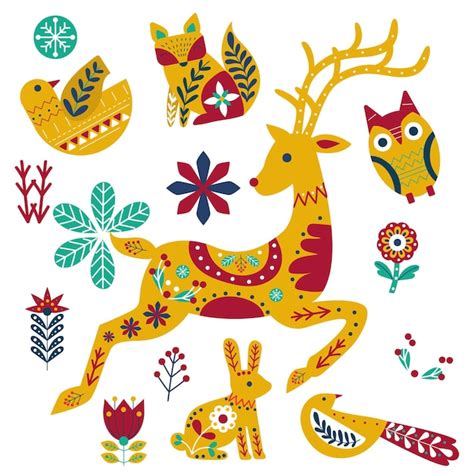 premium vector scandinavian folk art