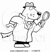 Detective Magnifying Glass Clipart Wolf Outlined Using Coloring Cartoon Cory Thoman Vector His Illustration Royalty Hind Hips Standing Hands Legs sketch template