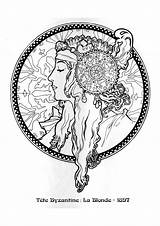 Nouveau Mucha Colouring Coloring Pages Choose Board sketch template