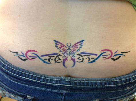 lower back tribal and butterfly airbrush tattoo airbrush tattoo