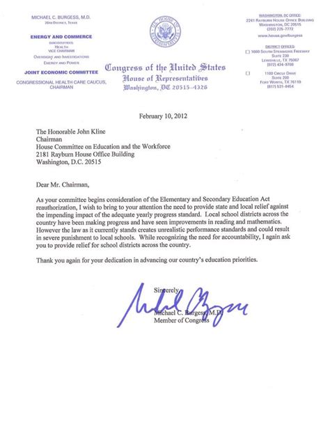 Letter To John Klein Chairman Of The House Committee On Education And