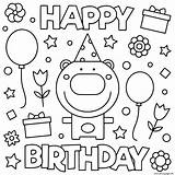 Birthday Coloring Kids Happy Pages Balloon Printable Fun Print Prints sketch template
