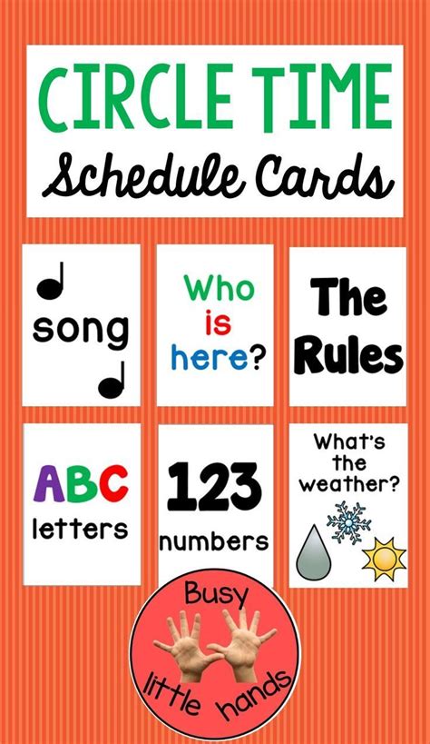 circle time schedule cards  shown  numbers letters