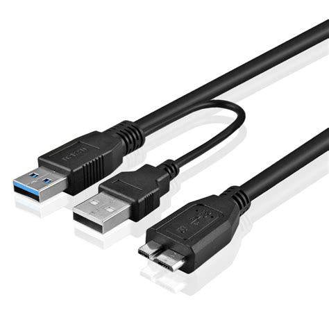 male  micro  usb   cable  ft dual power superspeed external hard drive pc laptop cord