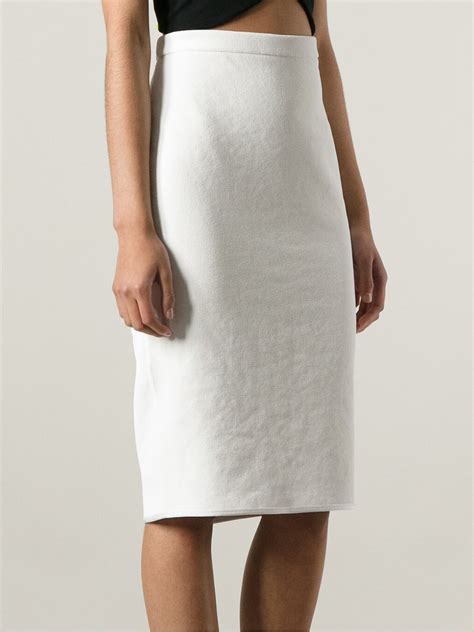 lyst theyskens theory high waisted pencil skirt in white