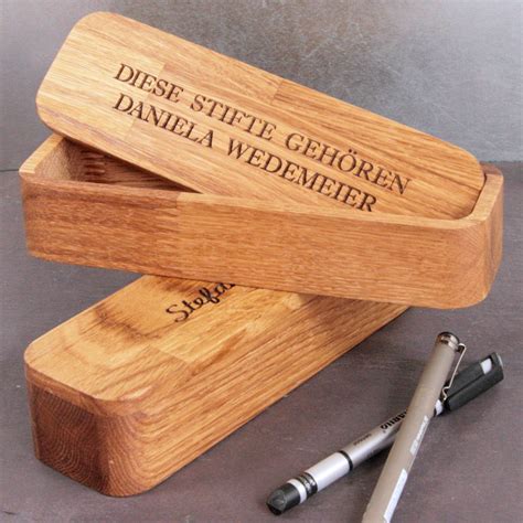 personalised wooden oak pencil case gift box  cleancut wood notonthehighstreetcom