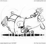 Doing Cartoon Pushups Fat Man Toonaday Royalty Outline Illustration Rf Clip 2021 sketch template