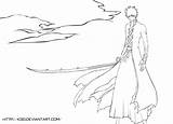 Coloring Ichigo Bleach Bankai Kurosaki Anime sketch template