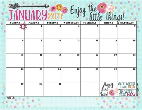 january  calendar  print enjoy    inkhappi