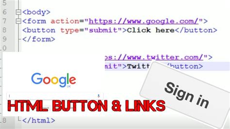 create  button  html redirect  external website link youtube