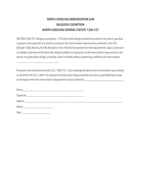 nc religious exemption form  fill   sign printable