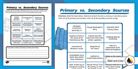 primary  secondary sources sorting activity twinkl