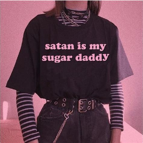 skuggnas satan is my sugar daddy tumblr girls t shirt harajuku casual