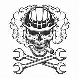Skull Smoking Vector Cigar Builder Wrench Smoke Wrenches Crossed Shutterstock sketch template