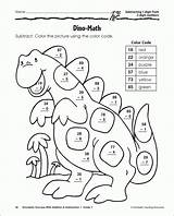 Coloring Dinosaur Number Color Substraction sketch template