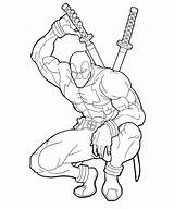 Deadpool Coloring Coloriages Héros Armes Everfreecoloring sketch template