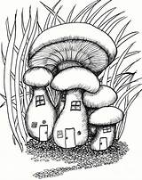 Mushroom Houses Grass Boyer Dawn Fairies Pencil Mushrooms Tudocommoda sketch template
