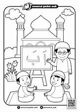 Mengaji Mewarnai Masjid Anak Tk Belajar Keluarga sketch template