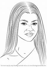 Zendaya Drawing Draw Step Celebrities Sketch People Tutorials Drawingtutorials101 sketch template