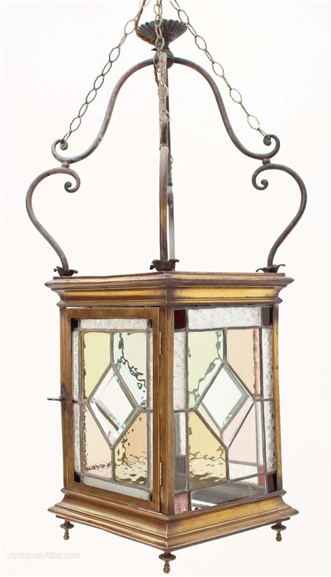 Antiques Atlas Victorian Stained Leaded Glass Brass Lantern Hall