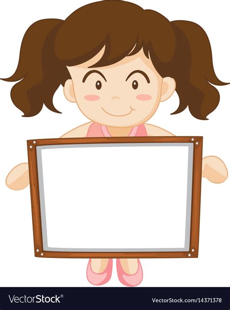 girl holding whiteboard in hands royalty free vector image