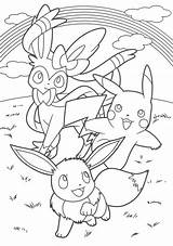 Pikachu Eevee Coloring Pages Pokemon Friends Visit Pokémon Colouring Da sketch template