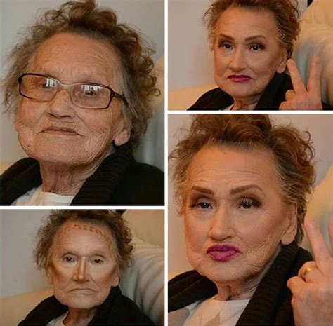 80 year old grandma asks her granddaughter for a makeup becomes