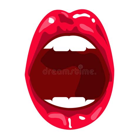 red open mouth with white teeth female lips red lipstick