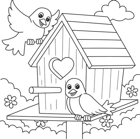 bird houses coloring pages