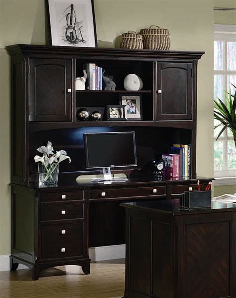Garson Home Office Executive L Shaped Desk In Rich Cappuccino Finish By