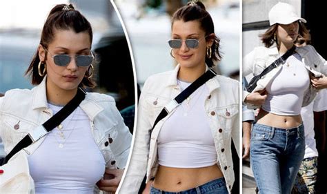 bella hadid exposes nipples as she goes braless in tiny