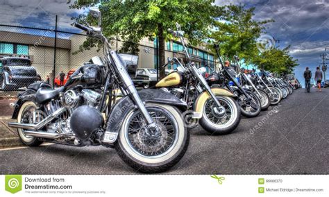 Harley Davidson Motorcycles On Display At Bike Show In