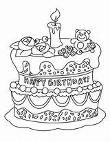 Coloring Birthday Cake Pages Kids Printable Colouring sketch template
