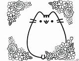 Pusheen Coloring Pages Cute Printable Flowers Print Color Kids Adults Friends Template sketch template