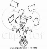 Folders Juggling Businesswoman  Toonaday Royalty Clipart Unicycle Outline Illustration Rf 2021 sketch template