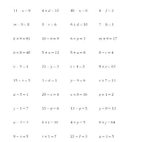 step equations math worksheets   graders