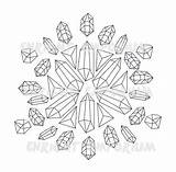 Crystal Coloring Pages Mandala Adult Digital Colouring Etsy Kids sketch template