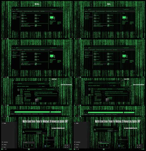 matrix grand green theme  windows anniversary update  windows themes  cleodesktop