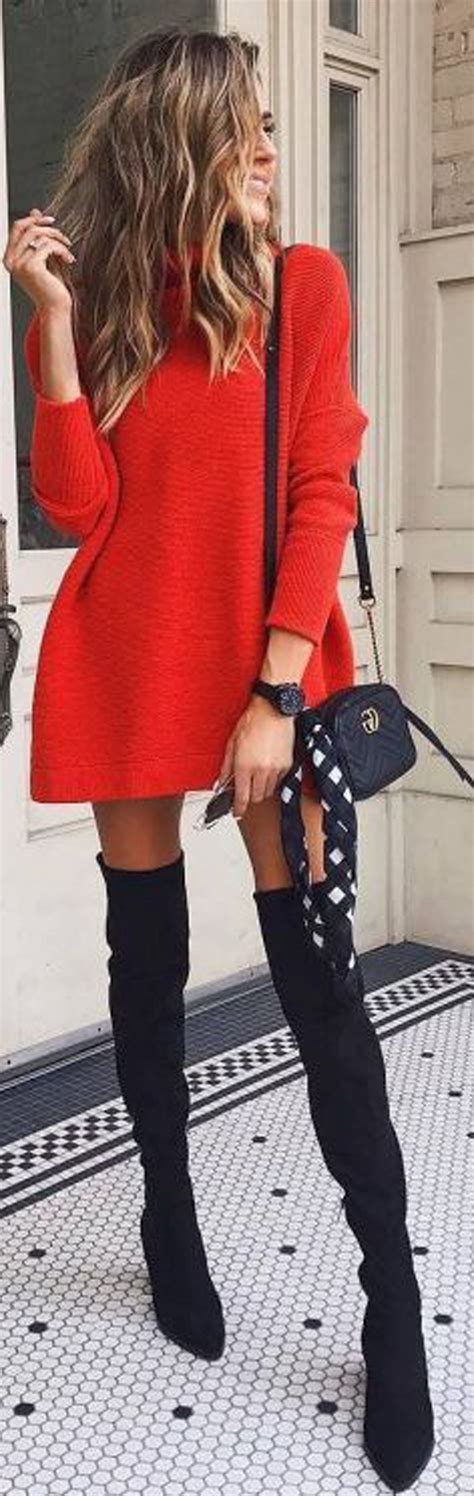 christmas winter outfit ideas for holiday party red sweater dress