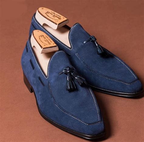 mens bespoke blue tussle suede shoes bespoke dress formal shoes dressformal