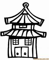 Casa Japonesa Japon Japonesas Estructuras Dibujo Colorir Pagoda Tipica Tudodesenhos sketch template