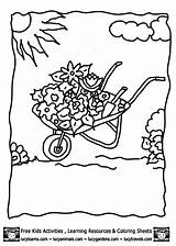 Coloring Pages Garden Flower Popular Wheelbarrow Library Clipart sketch template