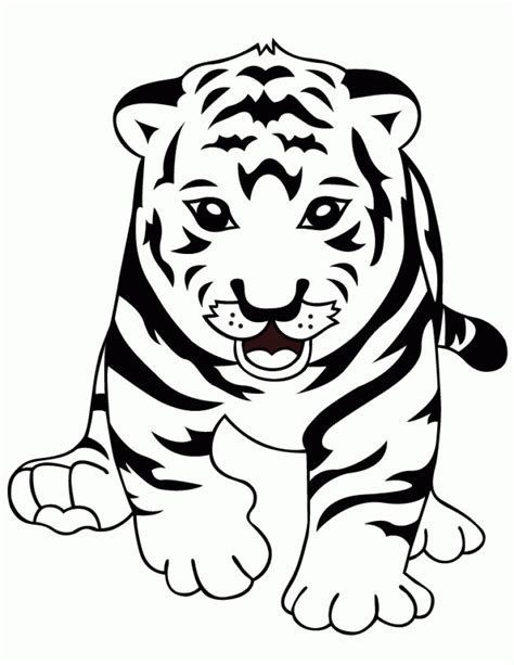 curious baby tiger coloring page cute letscoloritcom animal