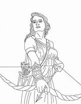 Coloring Artemis Goddesses Mythology Netart Sharada sketch template