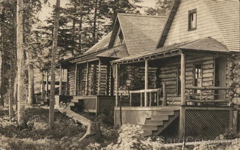 log cabin camp rangeley  postcard