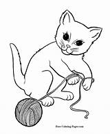 Coloring Cats Pages Cat Playing Print sketch template