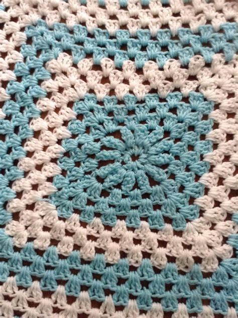 blue  white big granny square alternating colors fancy trim etsy granny square crochet