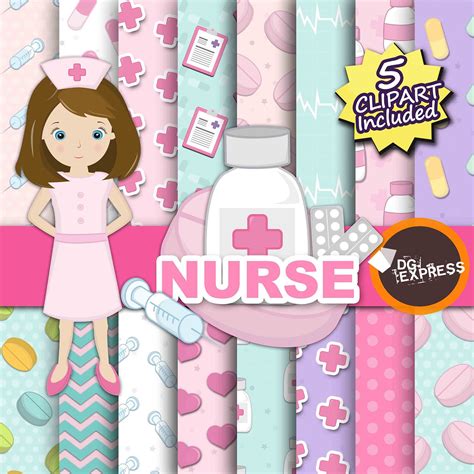 Nurse Digital Paper Clipart Girl Medical Digital Etsy Printable