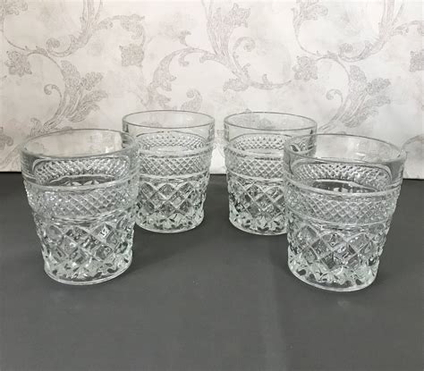 Set Of 4 Wexford Clear Drinking Glasses Vintage Old Fashioned Tumblers