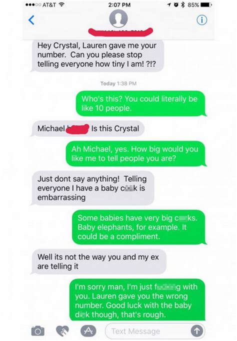 man texts wrong number about his penis size and it does not go